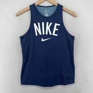 NIKE Top Womens XS Tank Jersey Athletic Cut Dri-Fit Racerback Heathered Blue